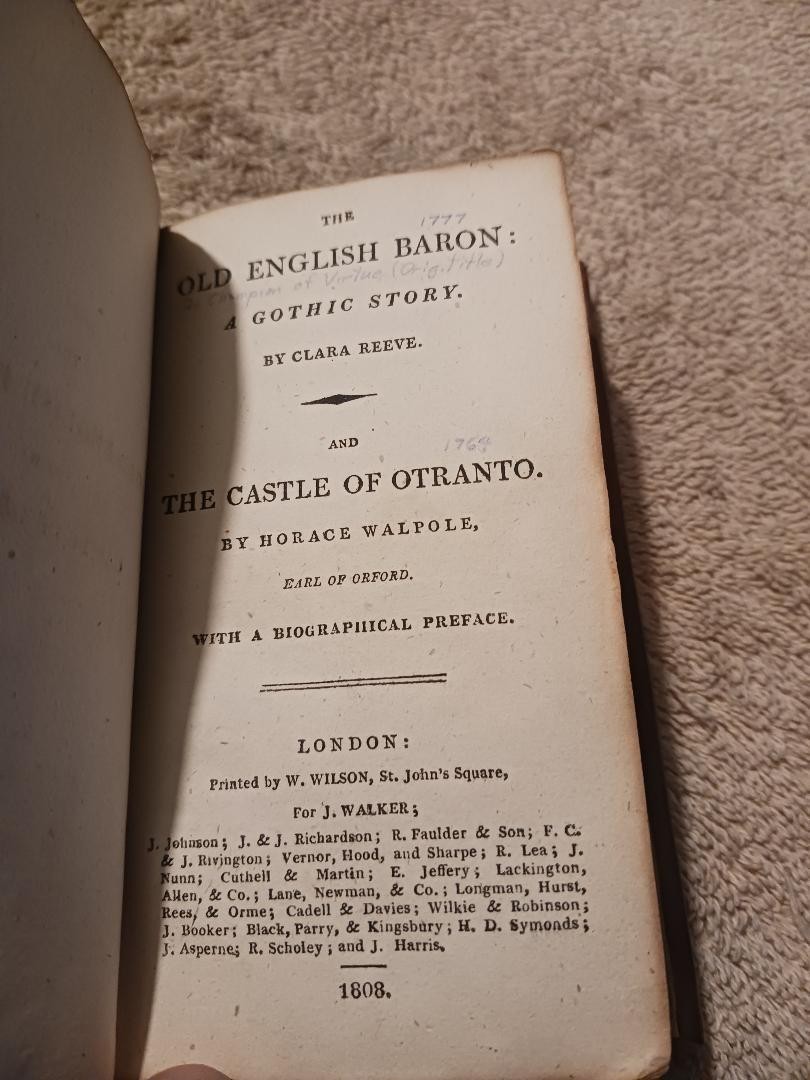1808 Leather Gothic Classics Castle of Otranto & Old English Baron Walpole reeve