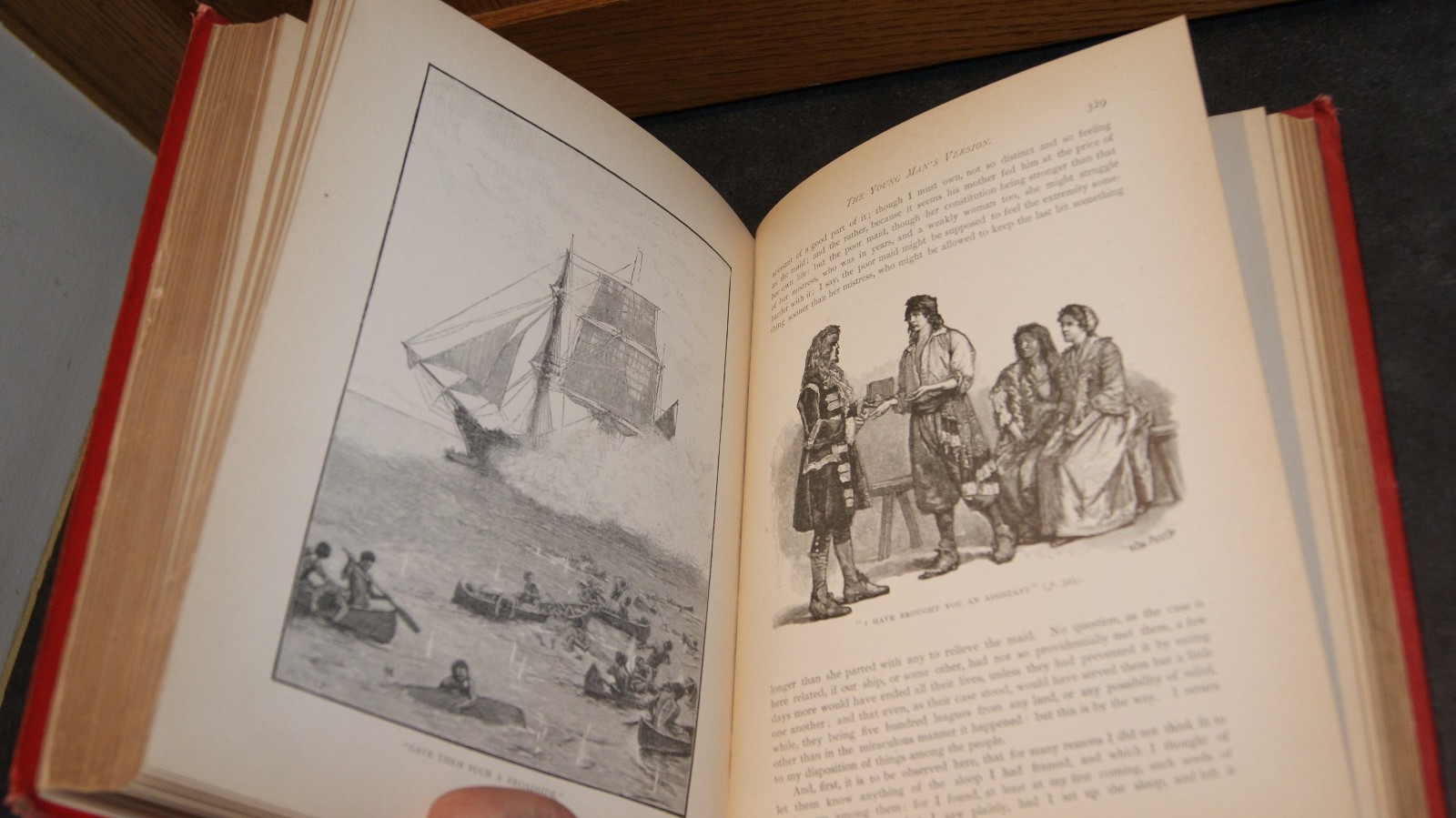 Antique Robinson Crusoe by Daniel Defoe – Red Ornate HC 120 Illustrations Paget
