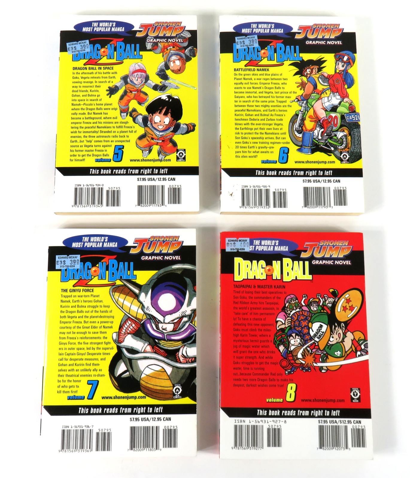 Dragon Ball Z Vol. 5 6 7 8 Akira Toriyama VIZ Graphic Novel (2001) [VG]