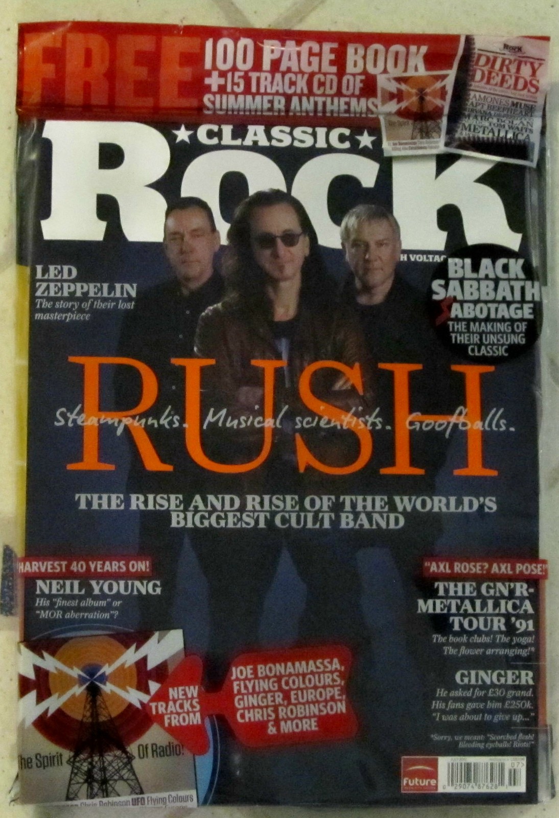 CLASSIC ROCK + CD July 2012 RUSH Harvest NEIL YOUNG Black Sabbath JOE BONAMASSA