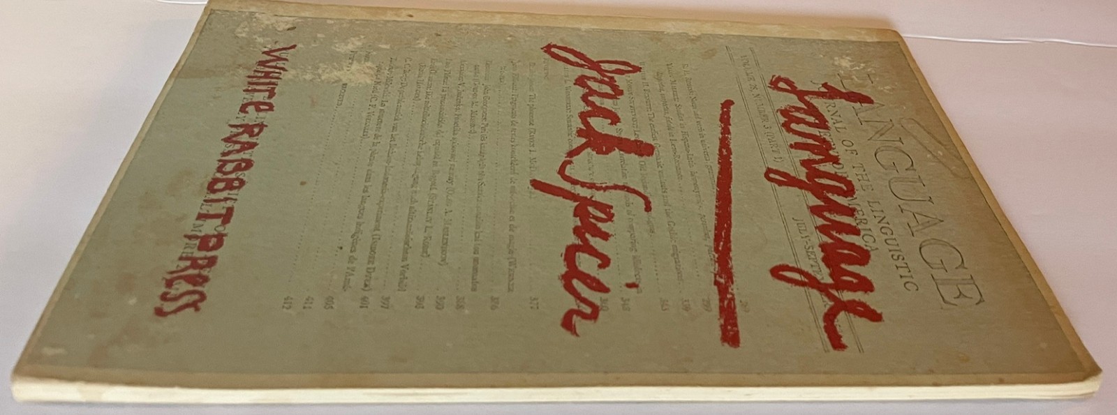 Jack Spicer – Language 1965 1st printing White Rabbit Press beat poetry book