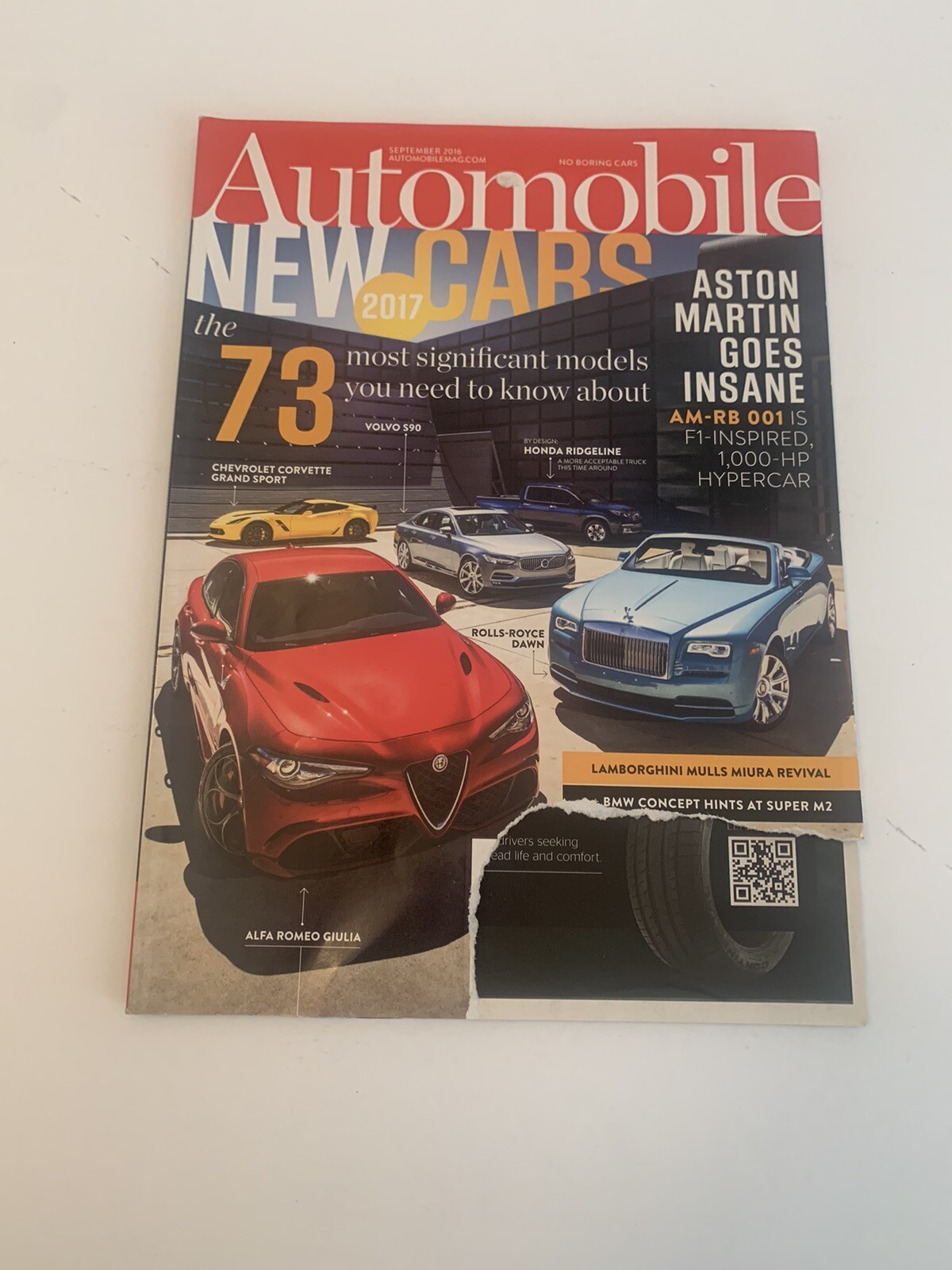 Automobile Magazine September 2016 Ripped Cover 102 Pages Aston Martin Vision