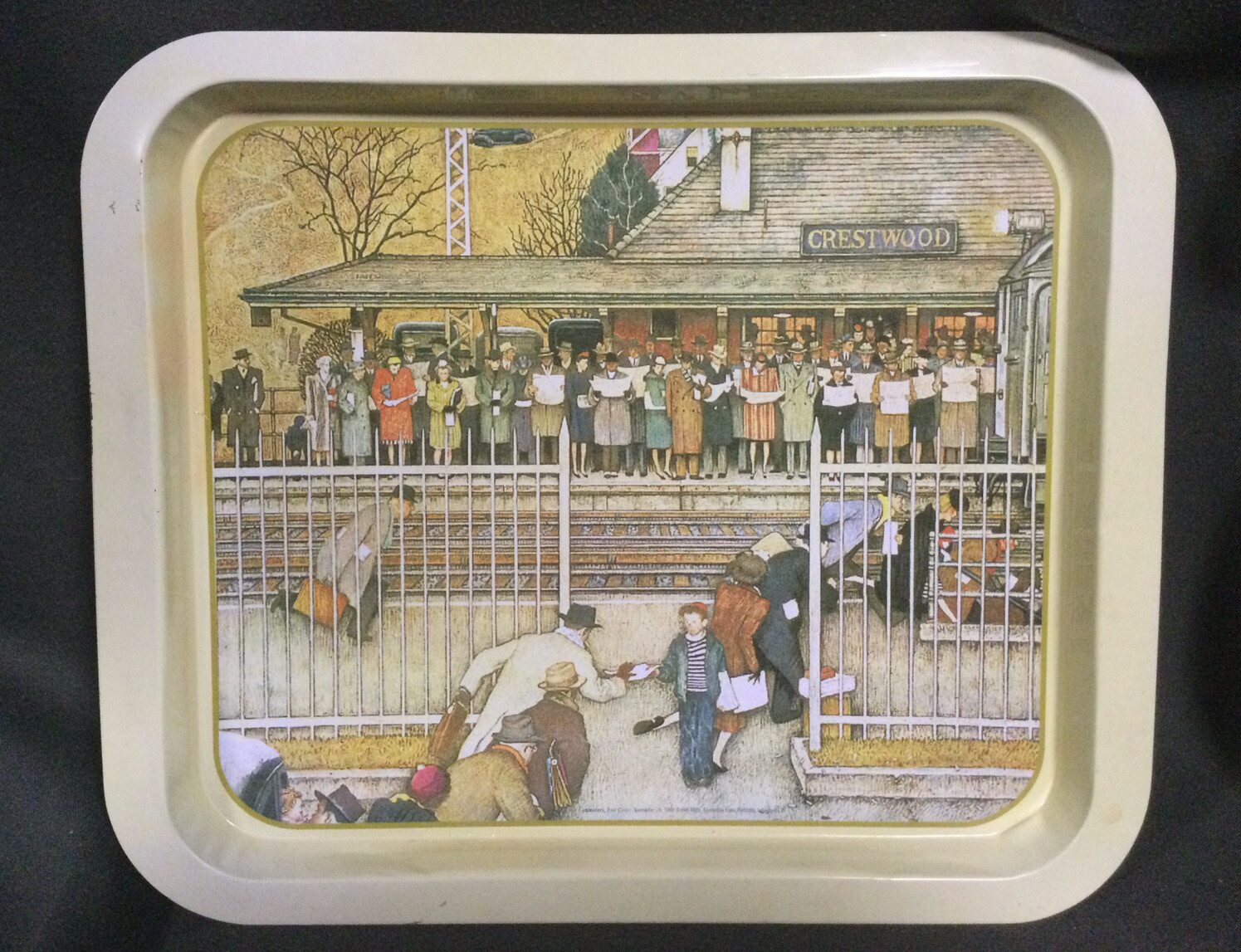 Serving Tray Norman Rockwell Print Commuters Post Cover 13.75 x 11.5 in GPOC