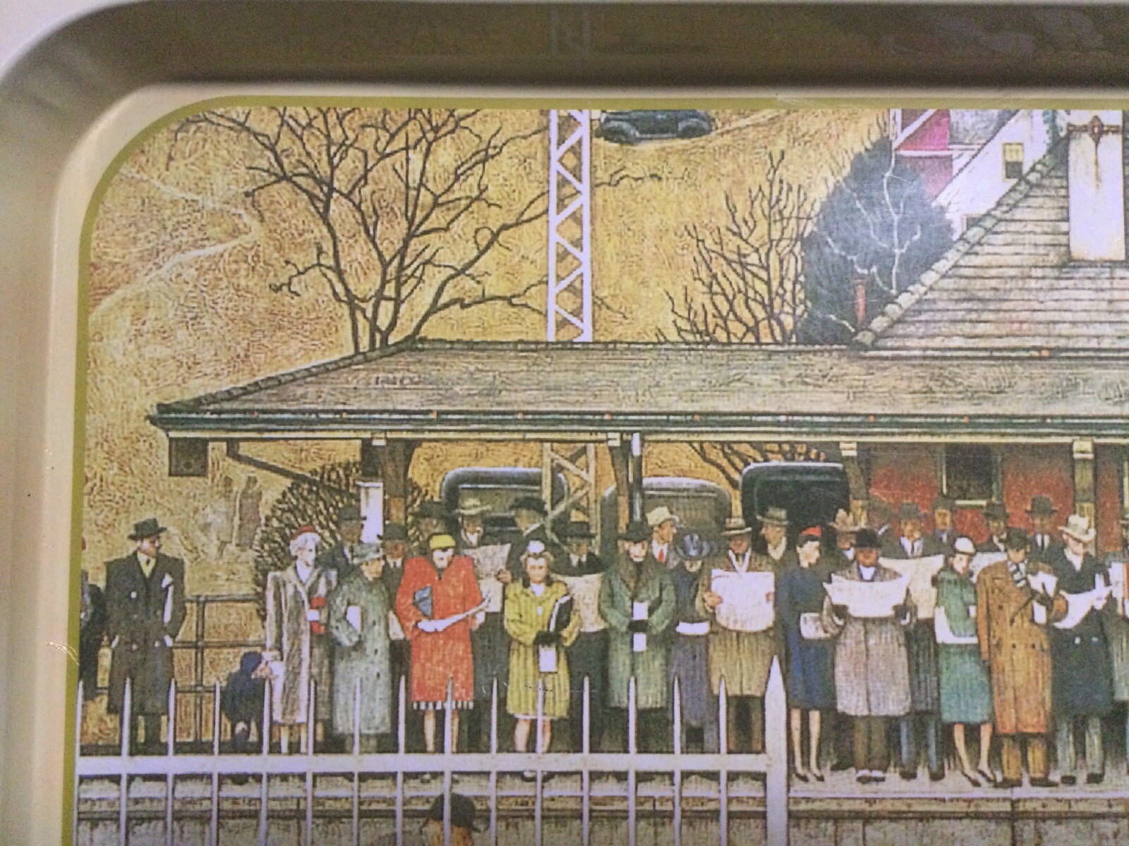 Serving Tray Norman Rockwell Print Commuters Post Cover 13.75 x 11.5 in GPOC