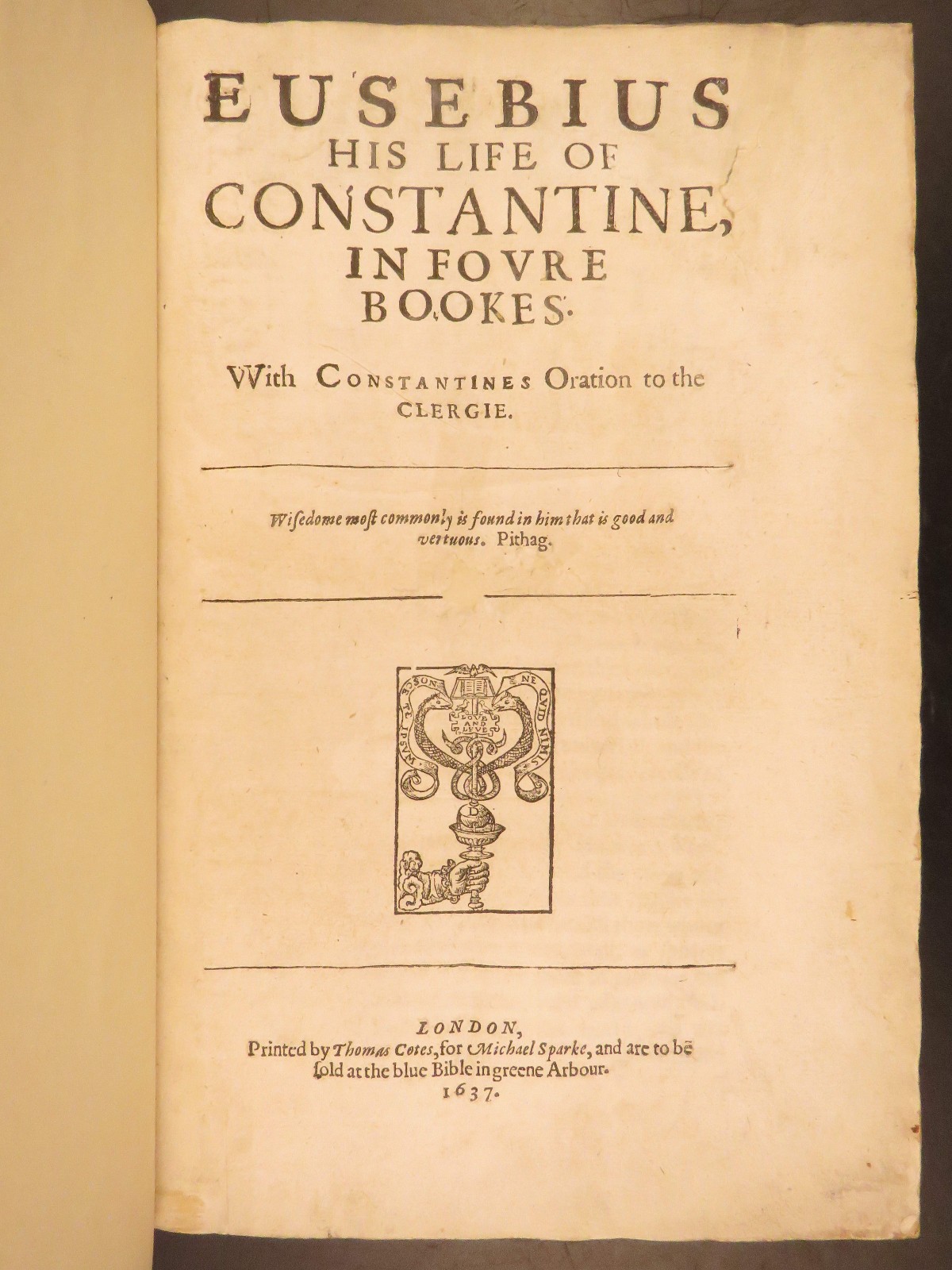 1637 – Life of Constantine – Eusebius | First English Edition, Beautiful Binding