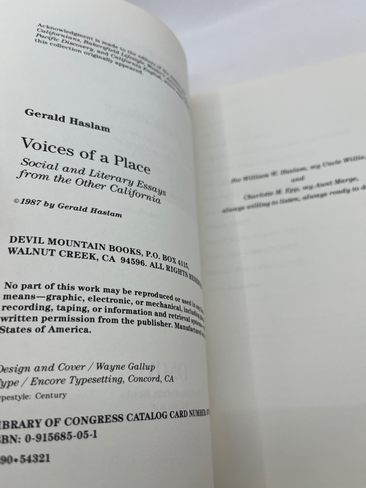 VOICES OF A PLACE Social & Literary Essays from Other California ~ Gerald Haslam