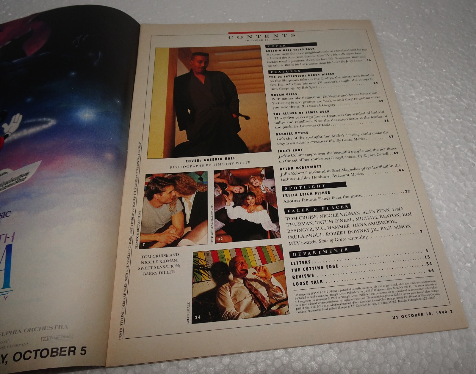 October 15, 1990, Us magazine, featuring Arsenio Hall on the cover NO LABELS