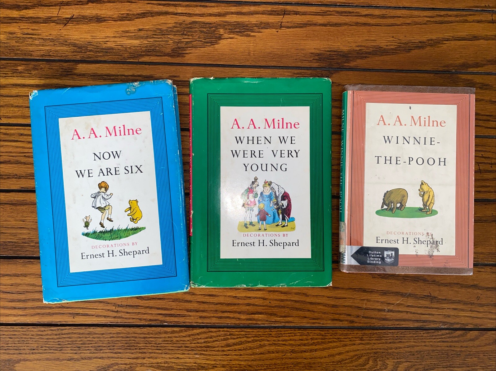 VINTAGE 1961 Winnie the Pooh Library 3 Book Set A.A Milne With Dust Jackets