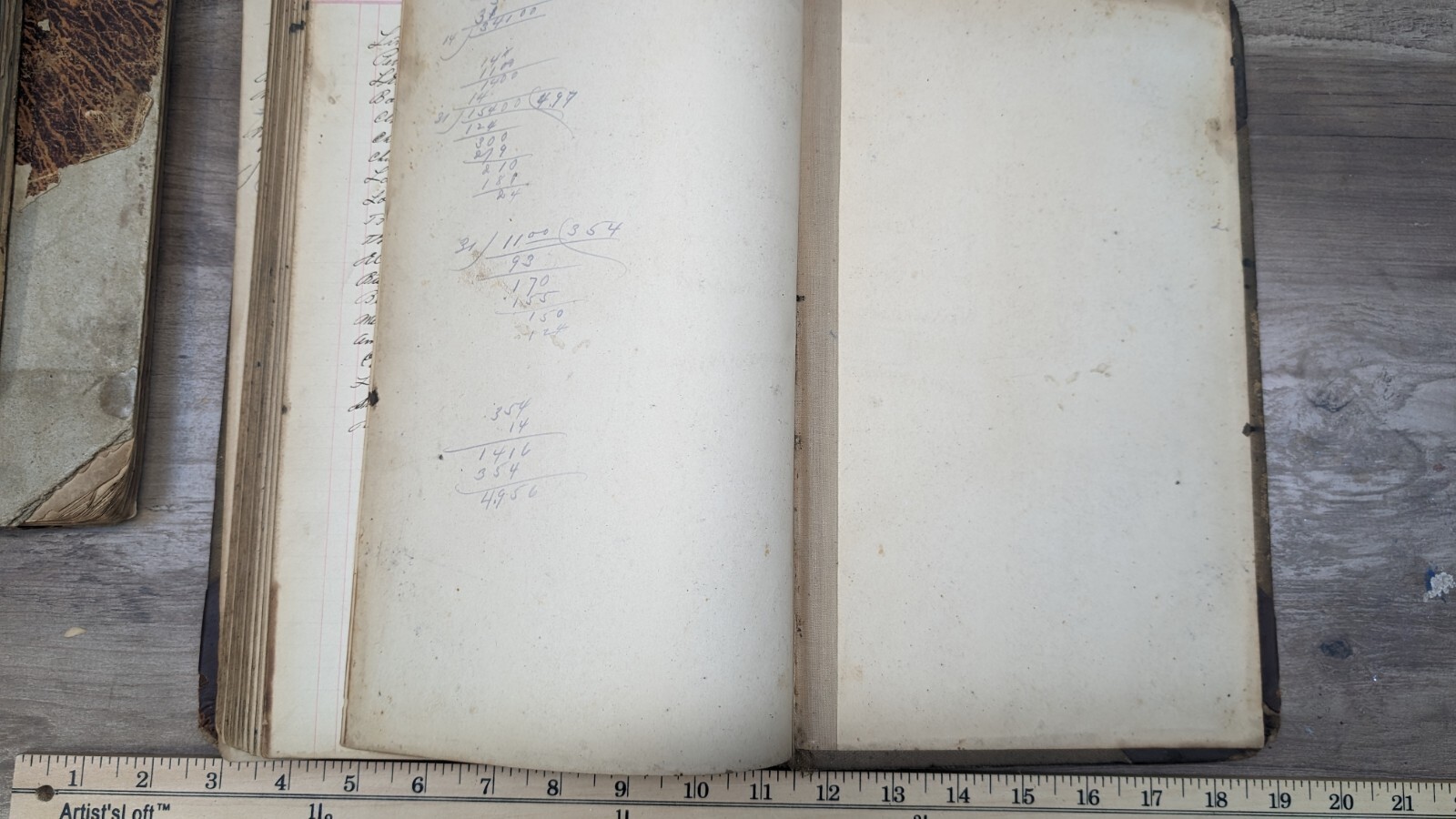 1860 Antique Ledger Book register hand written 200 + pages stocks, banks to 1908