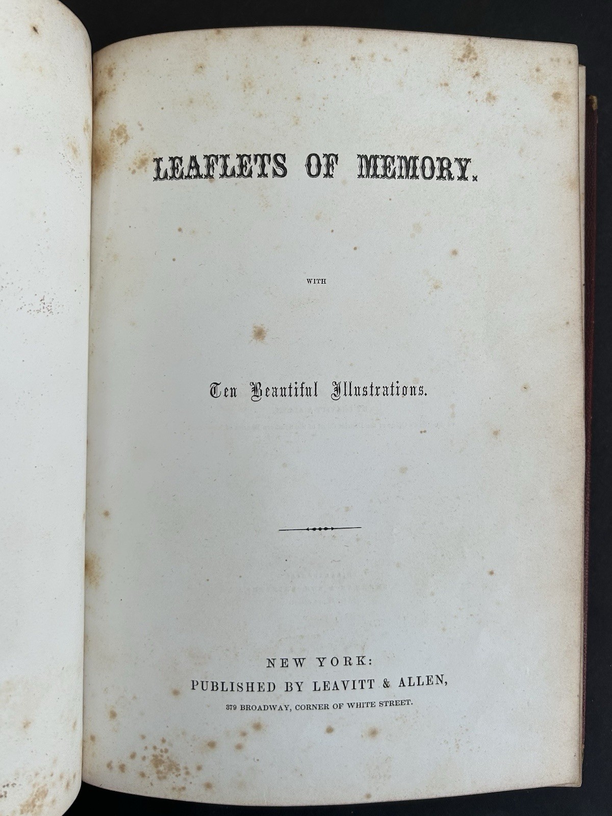 1856 LEAFLETS OF MEMORY Poetry / Prose Annual / Gift Book / Leavitt & Allen NY