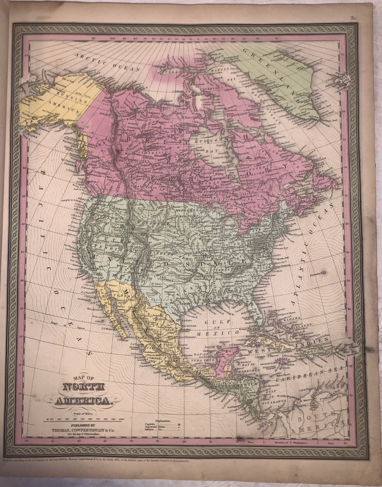 1852, MITCHELL, A NEW UNIVERSAL ATLAS, 73 HAND-COLORED MAPS, CARTOGRAPHY, FOLIO