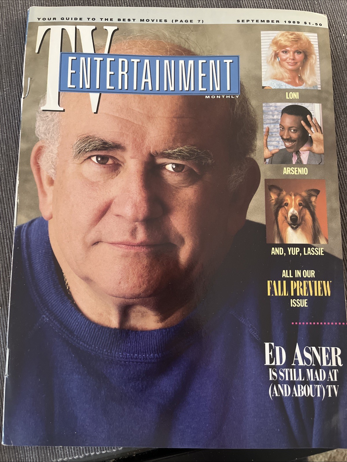 VINTAGE Sep 1989 TV Entertainment Magazine Ed Asner Loni Anderson Arsenio Hall