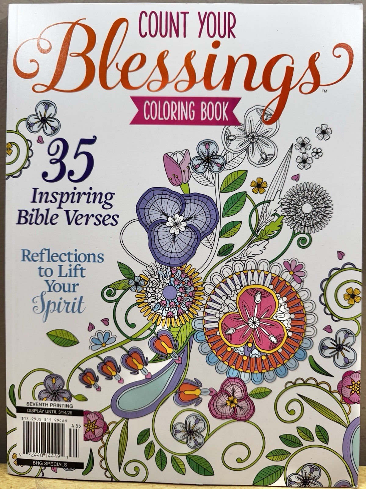 Count Your Blessings Coloring Book 2025 ~ 35 Inspiring Bible Verses