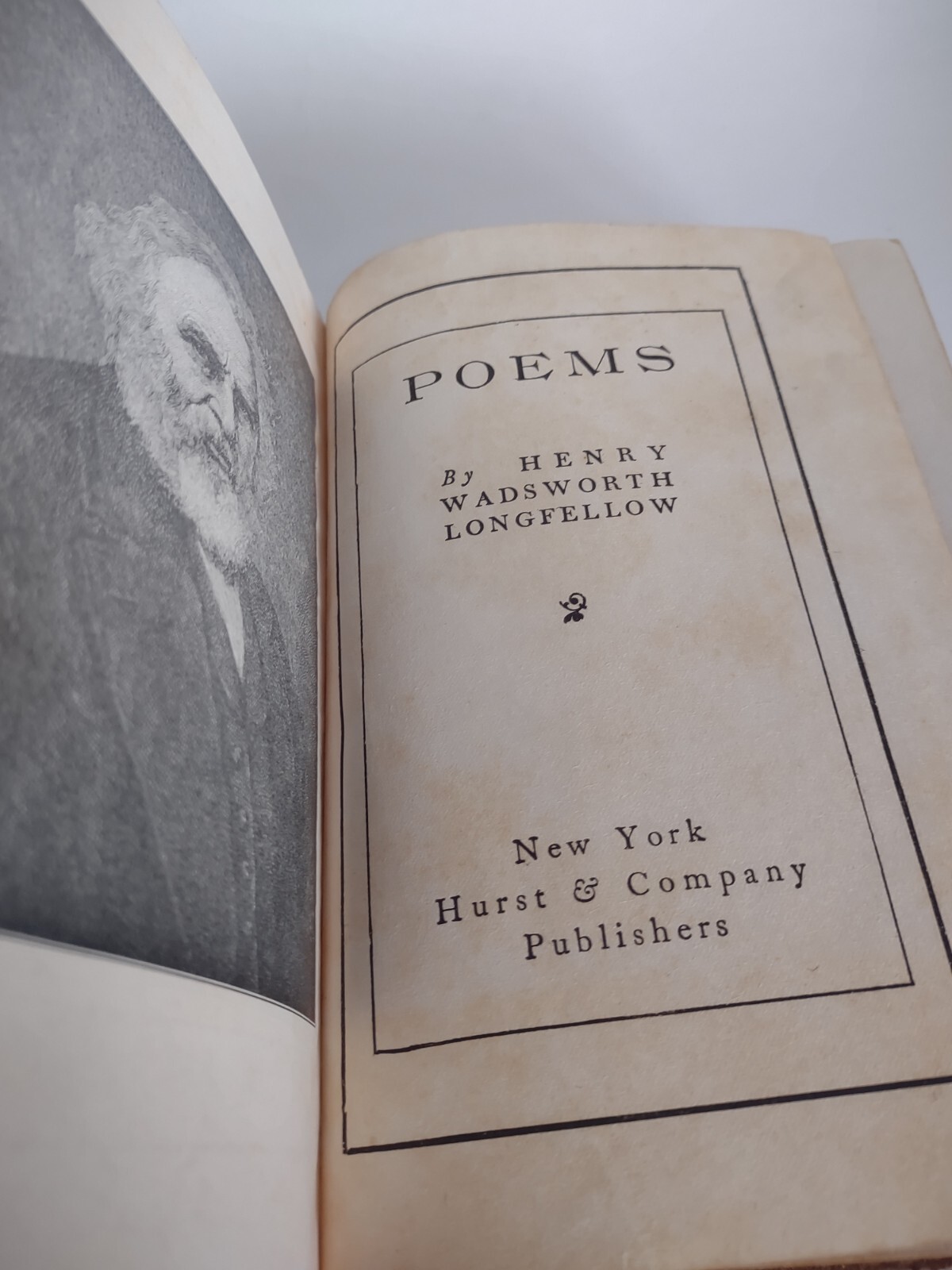 Antique Undated Longfellow Faux Leather? Bound Book Of Poems Hurst & Co NY