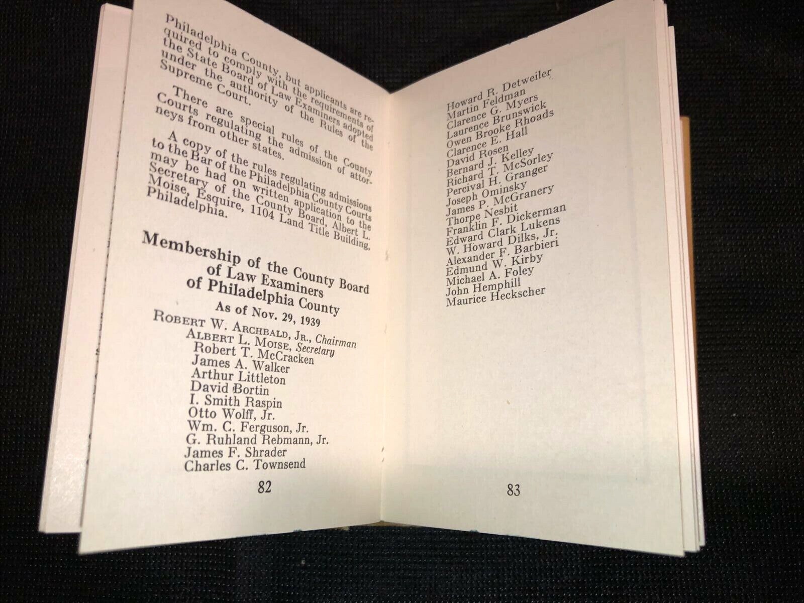 Rare Vintage 1940 Philadelphia Bar Complete Miniature Legal Directory 359 pages
