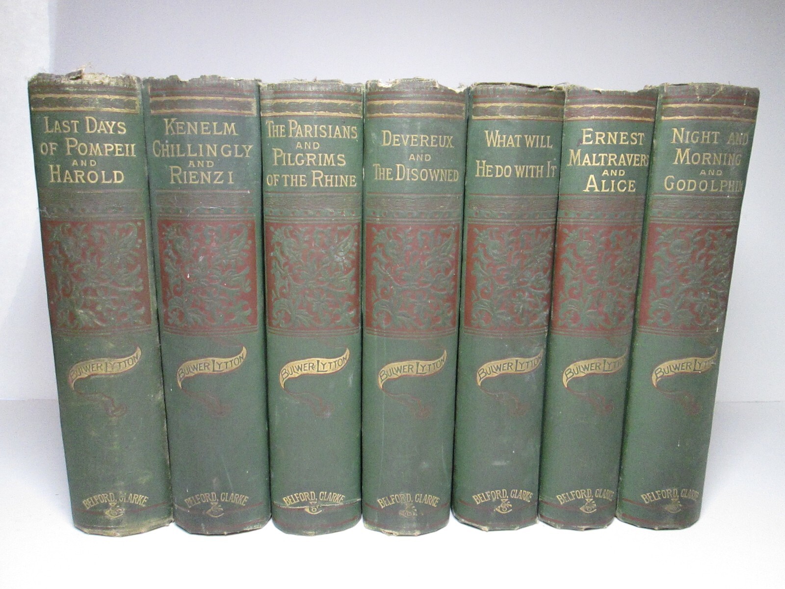 EDWARD BULWER LYTTON Works Antique Book Set Lot c1875 Classic Decorated Bindings
