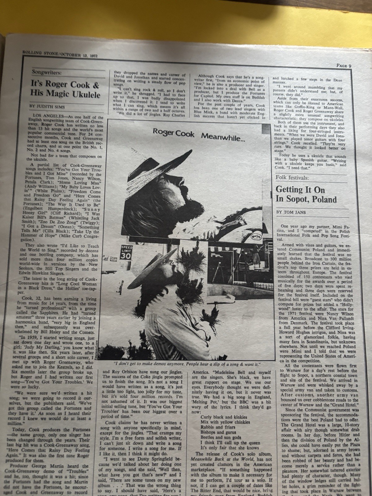 Rolling Stone magazine newspaper October 12 1972