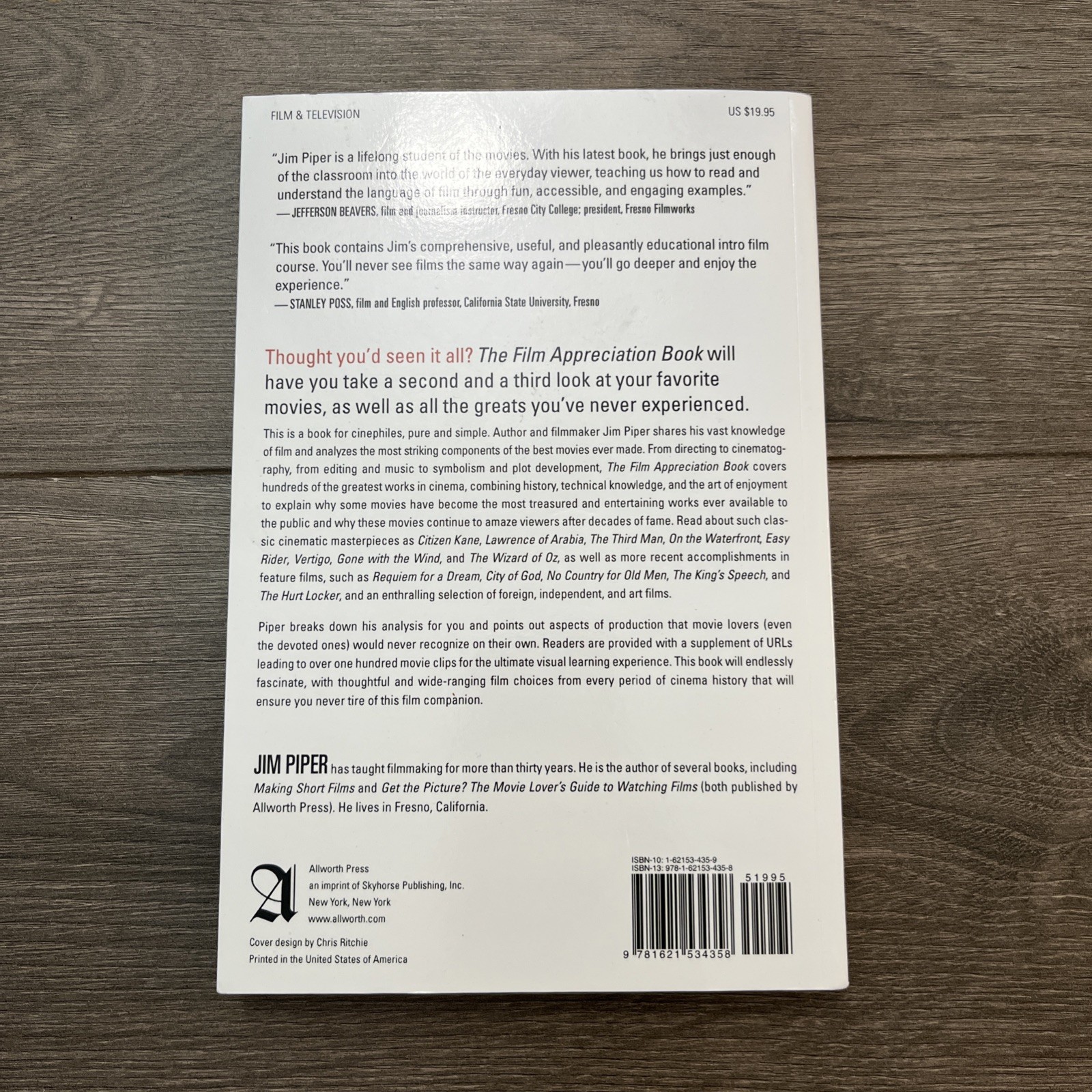 Film Appreciation Book : The Film Course You Always Wanted to Take by Jim Piper
