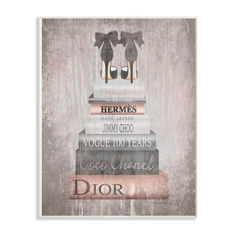 10 In. X 15 In. «Book Stack Heels Metallic Pink» by Amanda Greenwood Printed Woo