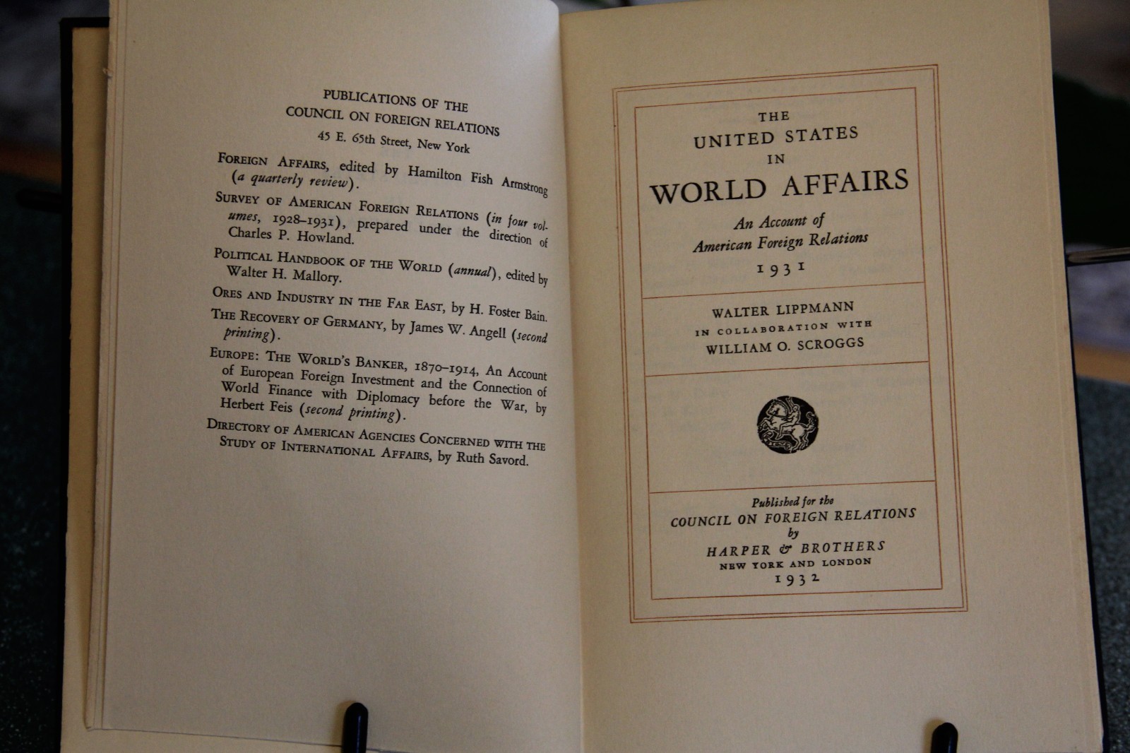The U.S. In World Affairs, 1931 & 1940, Council on Foreign Relations, HC 1st ed.