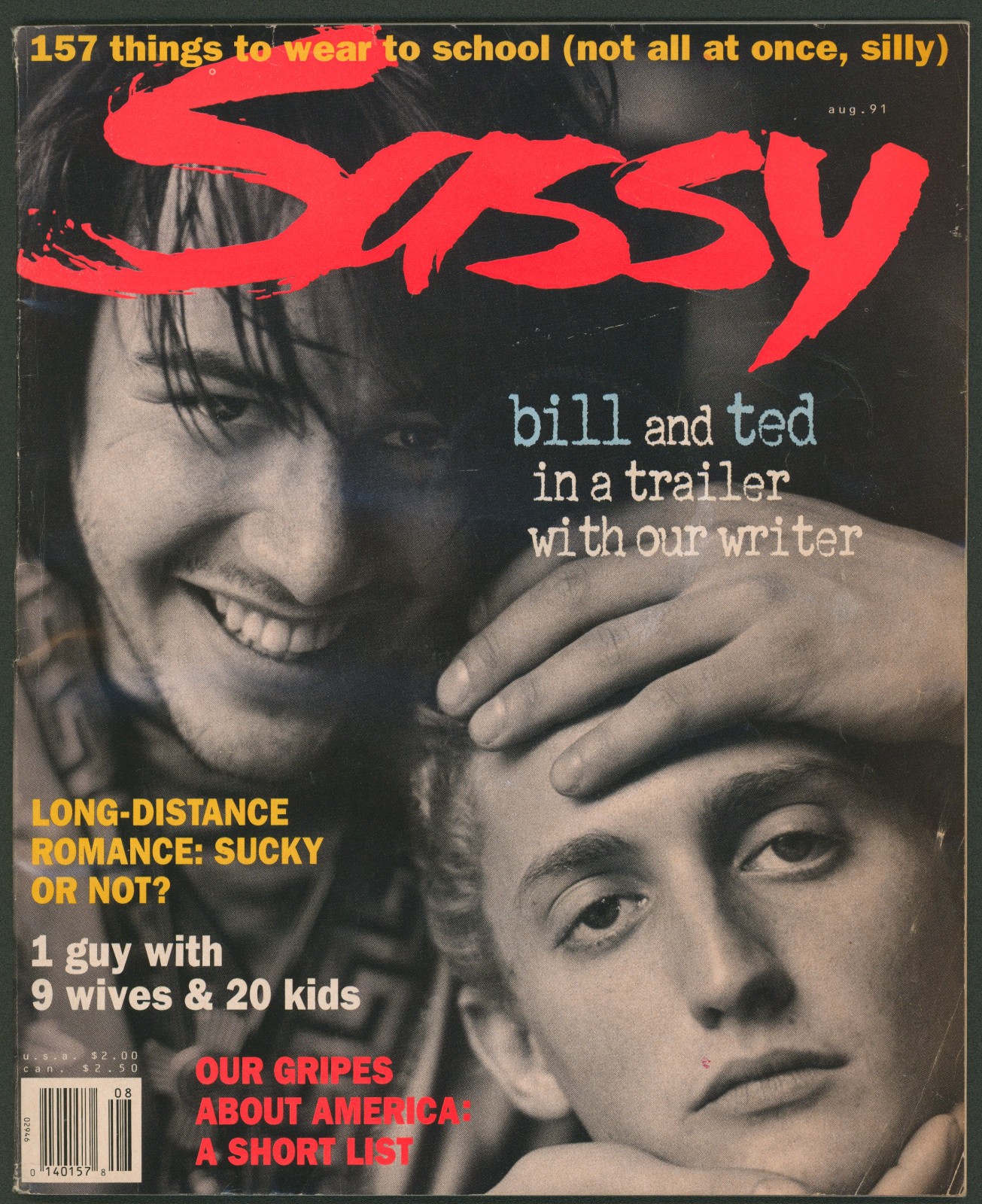 SASSY magazine AUGUST 1991 Milla Jovovich KEANU REEVES Alex Winter Bill And Ted
