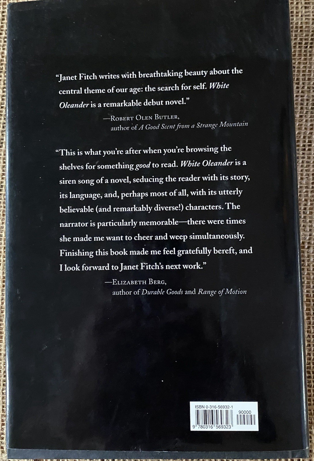 1999 White Oleander Book Janet Fitch First 1st Edition HCDJ VG