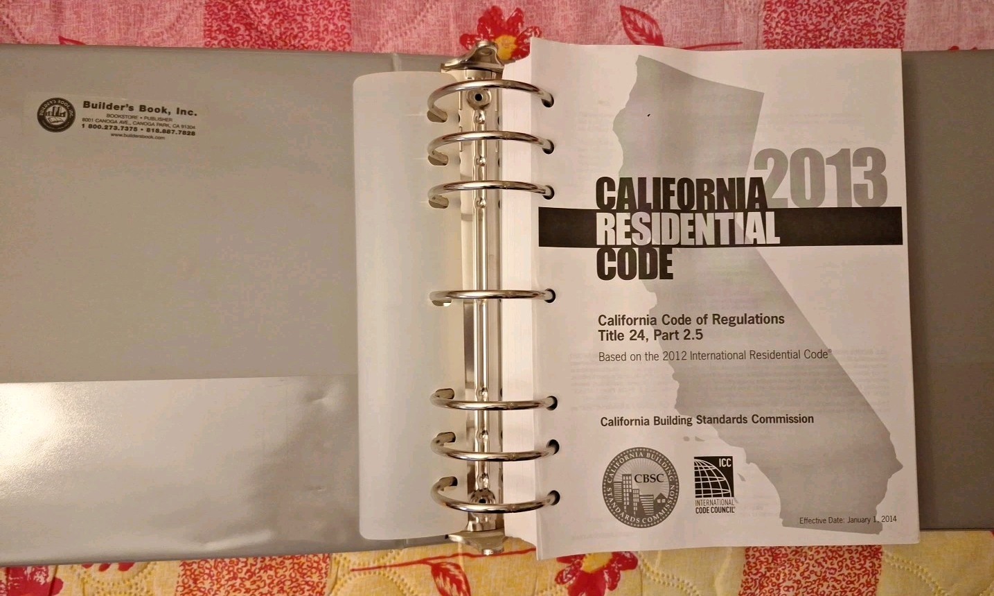 California 2013 Residential Code Title 24 Part 2.5 in 7-ring Binder Nice Shape