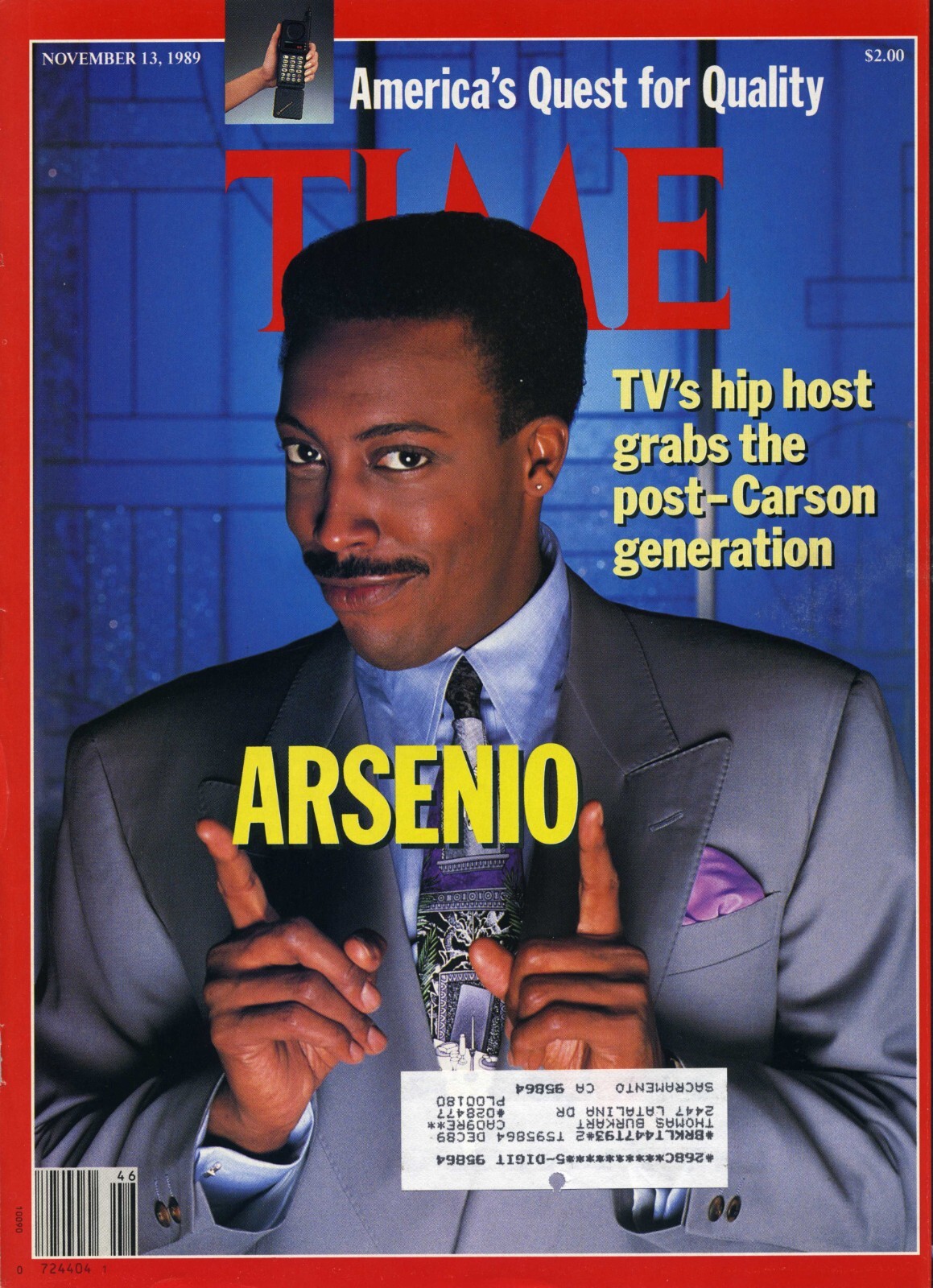 COVER ONLY!!! TIME Magazine November 13, 1989 – Arsenio Hall «TV’s Hip Host»