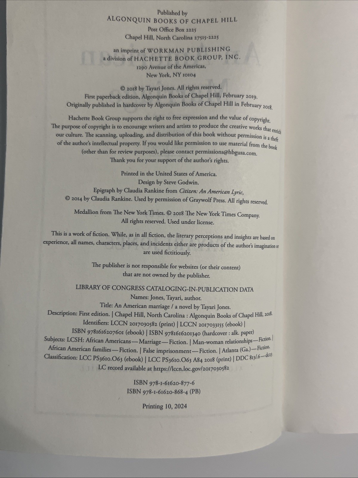 American Marriage (Oprah’s Book Club) : A Novel by Tayari Jones (2019, Trade…