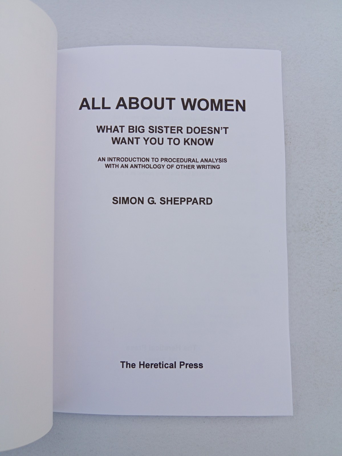 All About Women: What Big Sister Doesn’t Want You to Know by Simon Sheppard PB