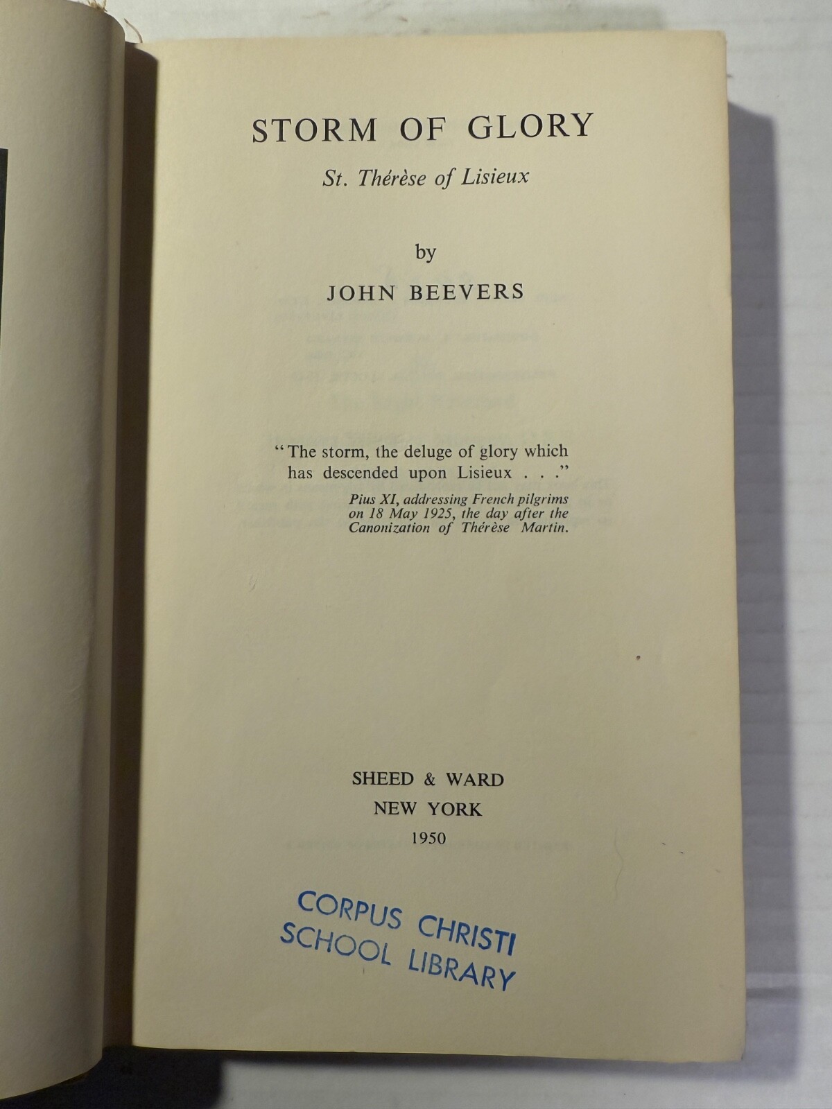 Storm of Glory by John Beevers (hardcover 1950)
