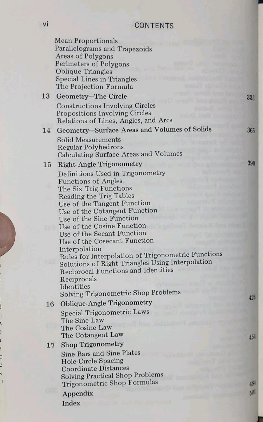 1974 Technical Machine Shop Mathematics by Anderson, John G. + DJ Review Copy