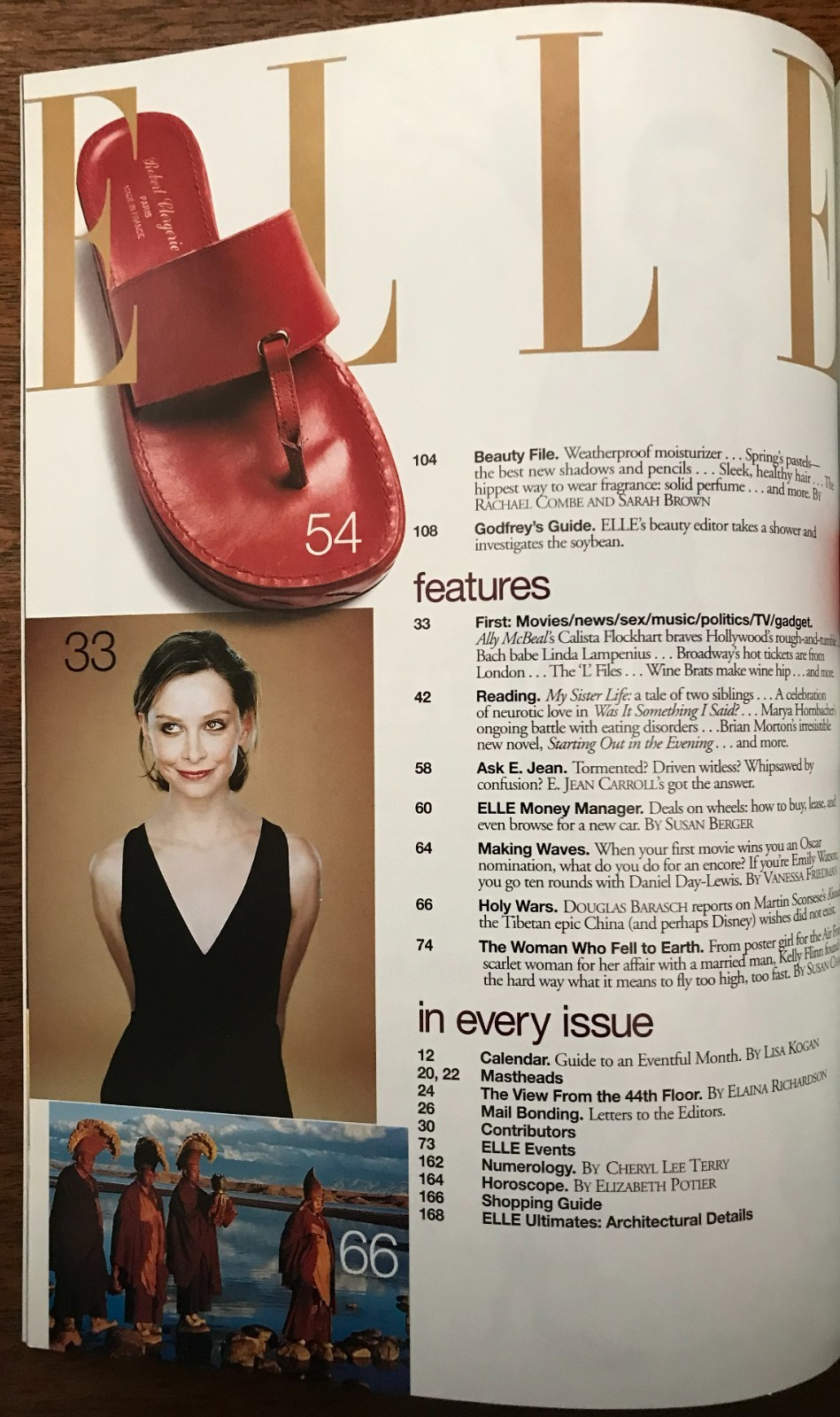 Laetitia Casta – Elle magazine – January 1998, Calista Flockhart