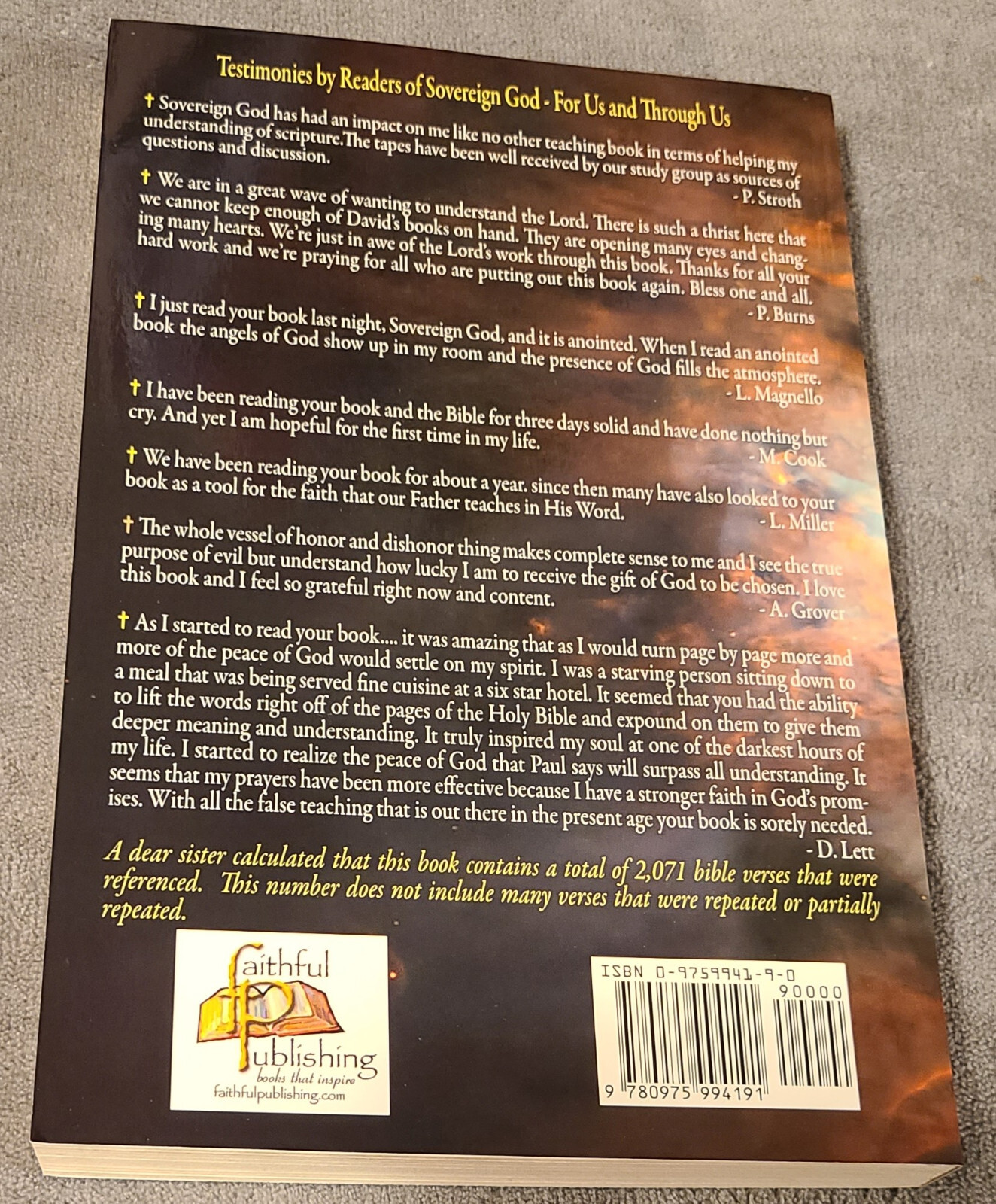 Sovereign God – For Us and Through Us – Large Print Edition New 2006 -317 Pages