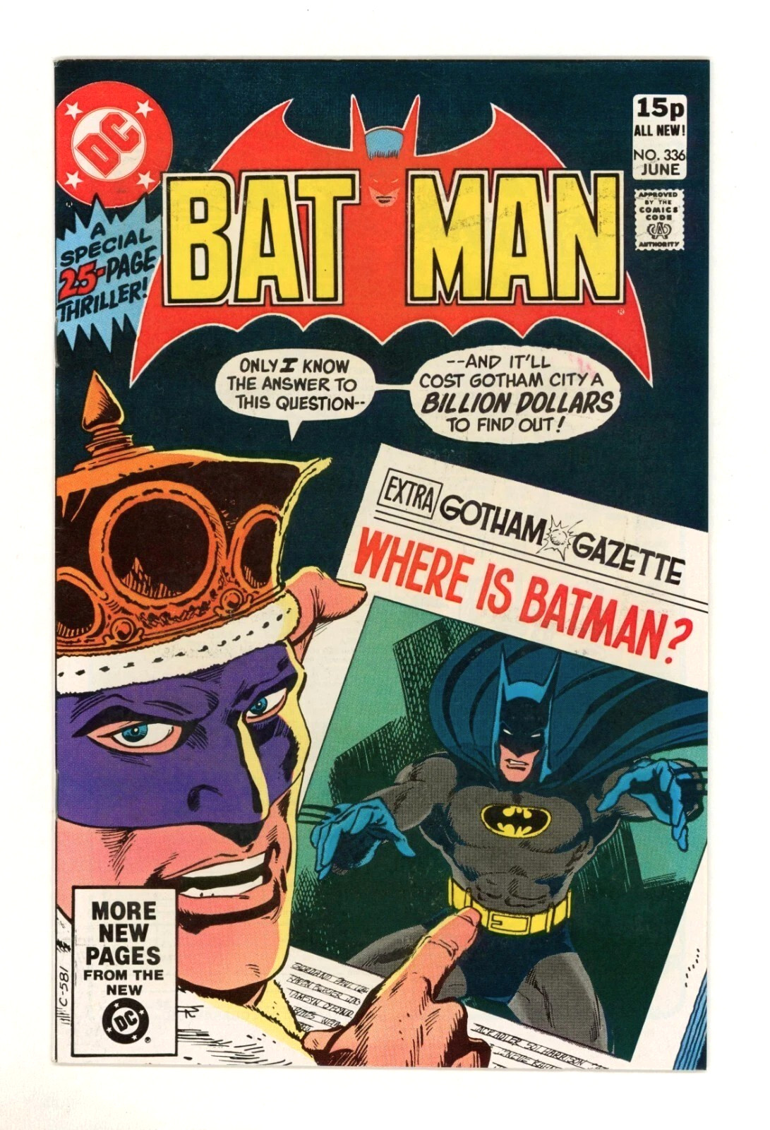 Batman #336 DC Comics NM Plus – White Pages
