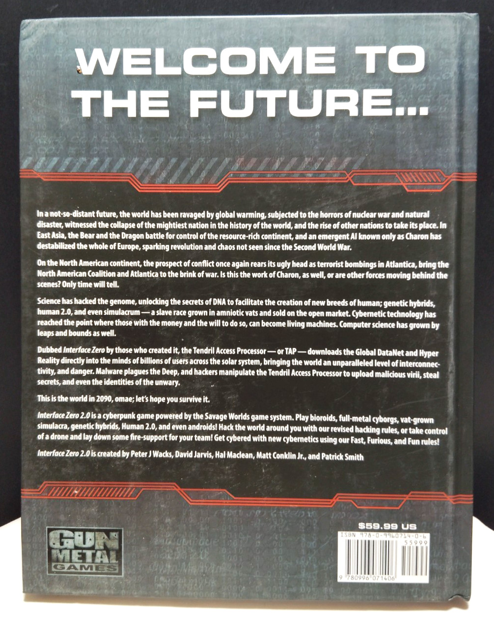 Interface Zero 2.0 Savage Worlds GGPIZ201 David Jarvis Hardcover Cyberpunk RPG