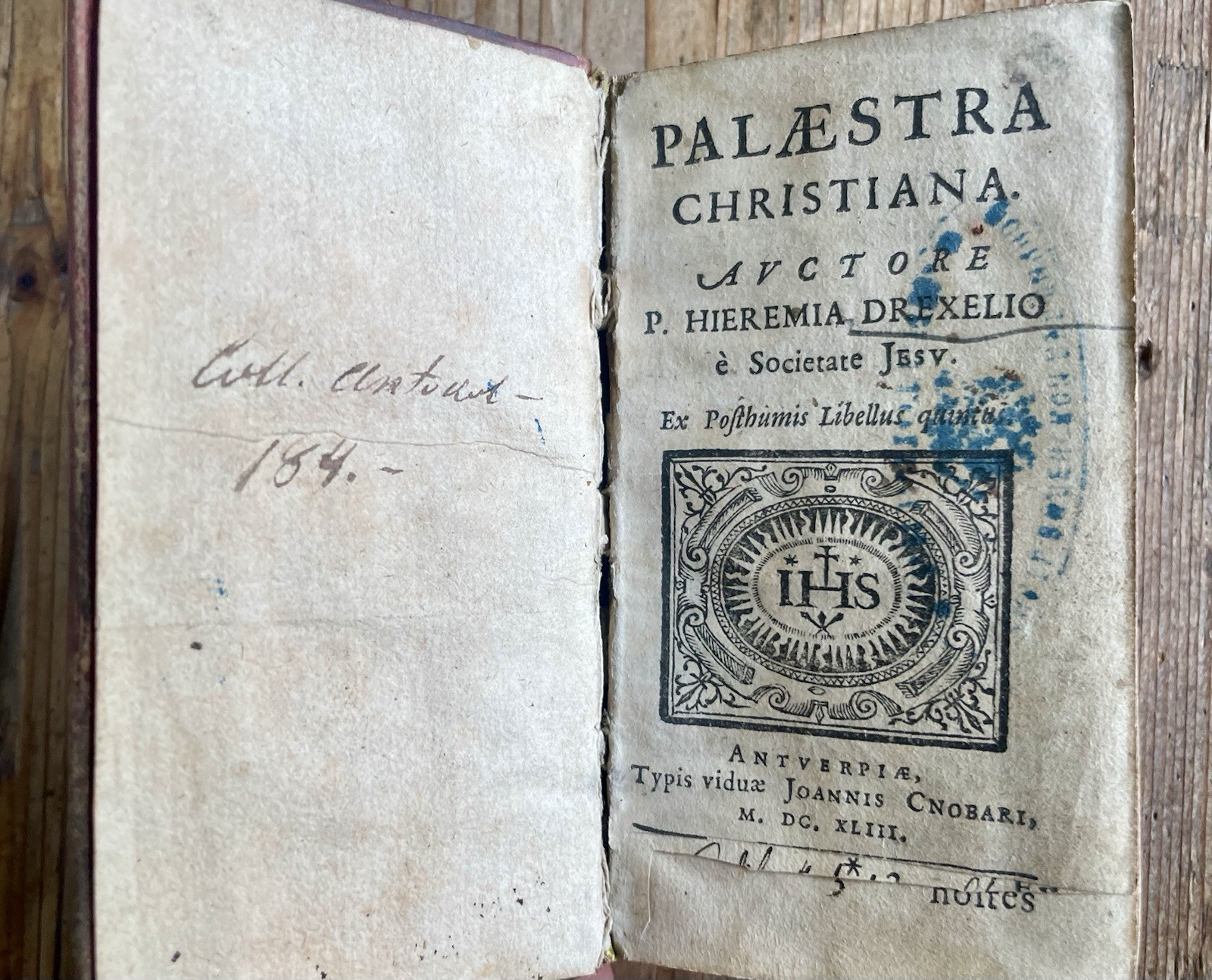 P. Hieremia Drexelio Palaestra Christiana Latin Leather Illustrated 1643