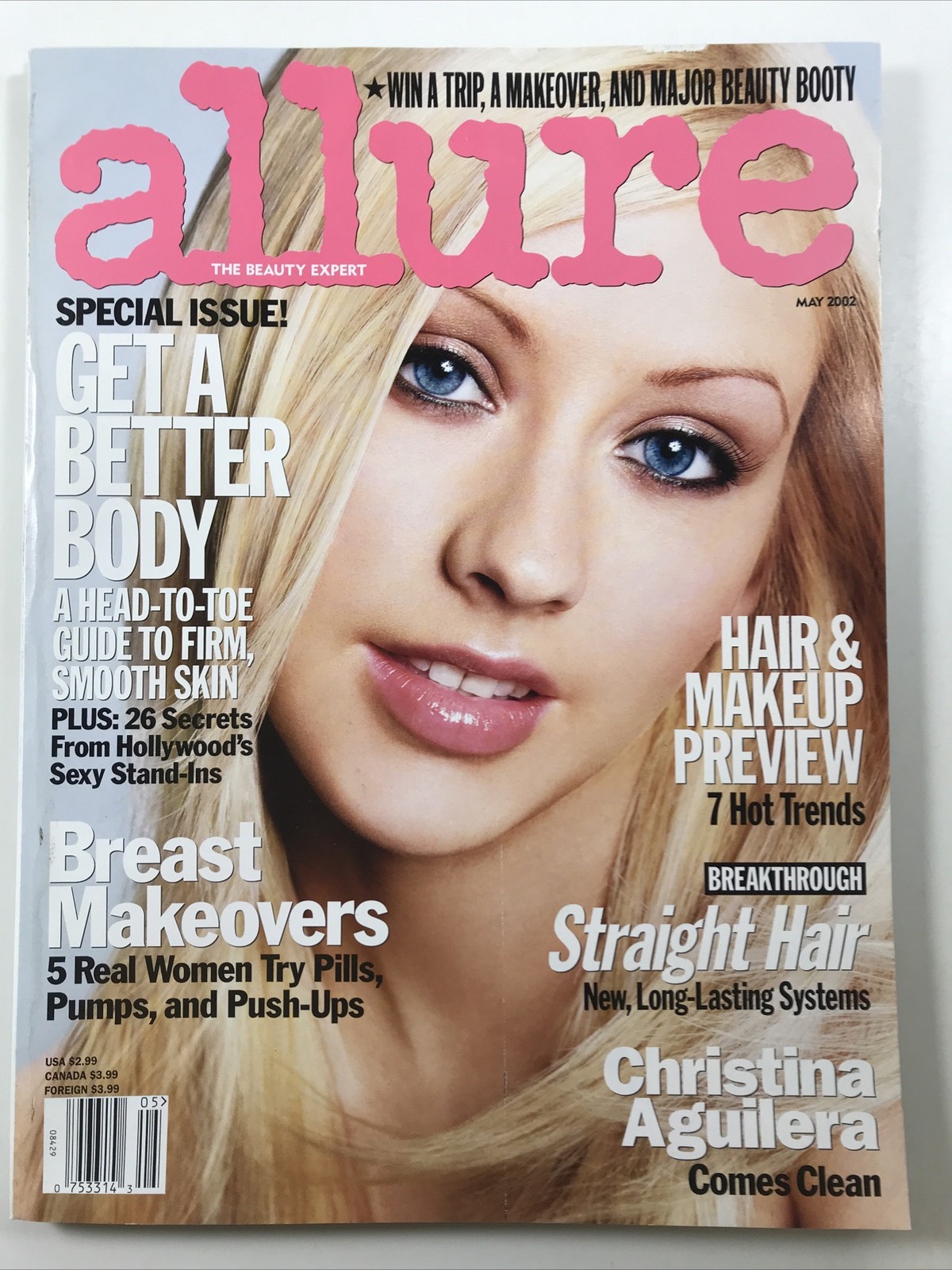 ALLURE magazine-May 2002 Fashion makeup hair Cover Christina Aguilera