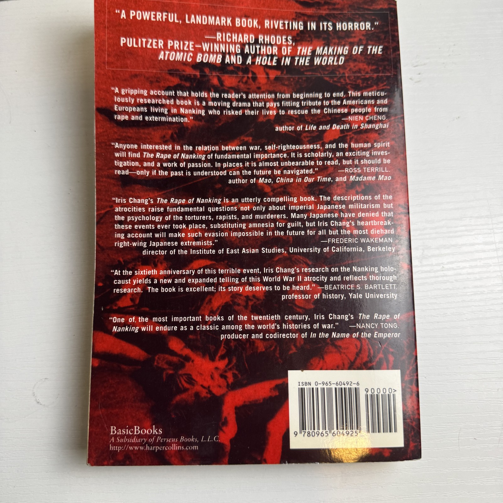 The Rape of Nanking Iris Chang Holocaust of World War II WWII History Book