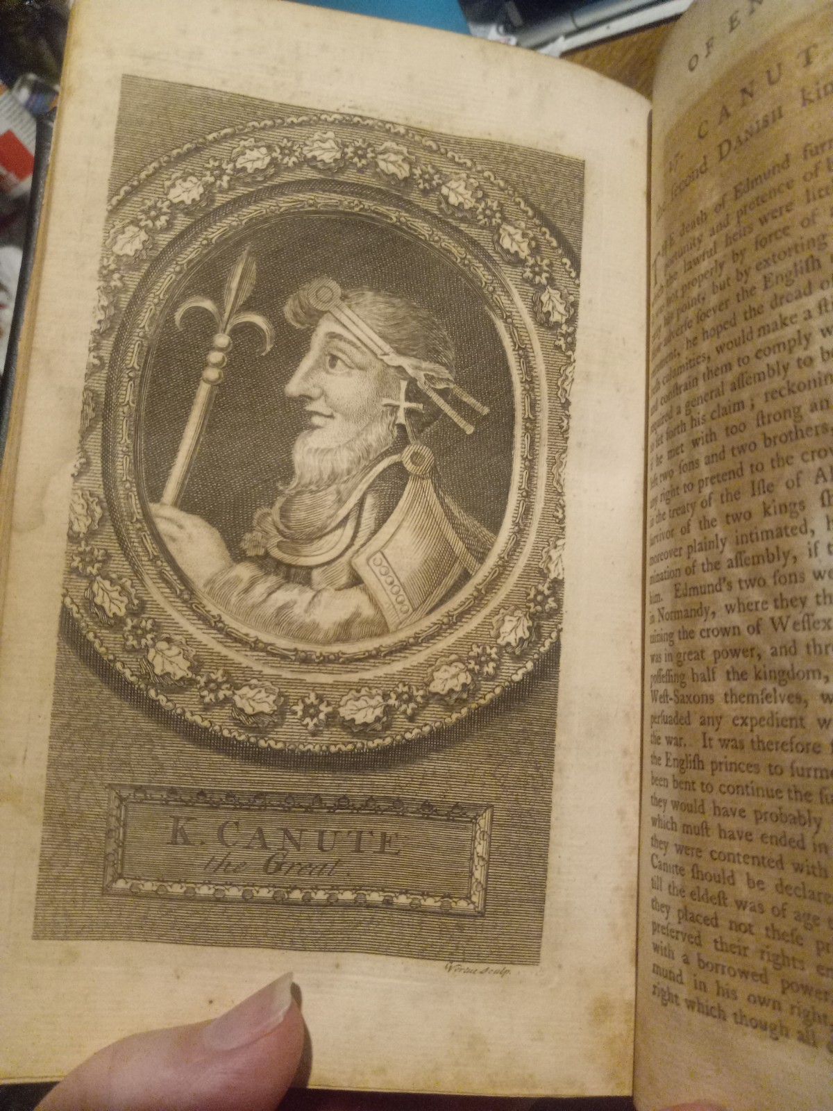 1757 HISTORY OF ENGLAND BY DE THOYRAS W/MAP & ILLUSTRATIONS! REBOUND! VOL 1 ONLY