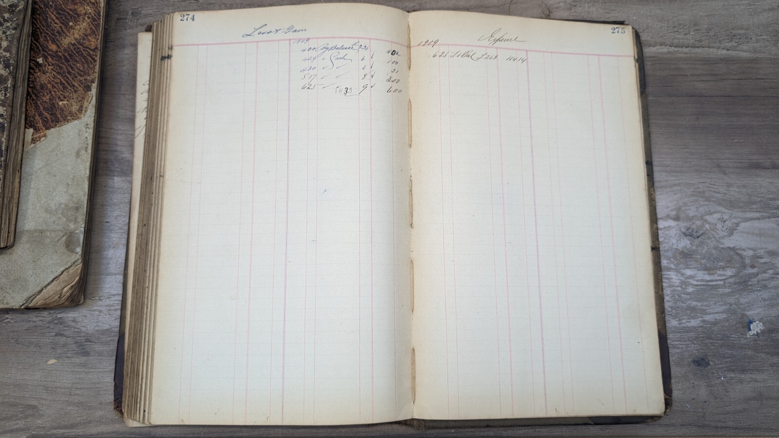 1860 Antique Ledger Book register hand written 200 + pages stocks, banks to 1908