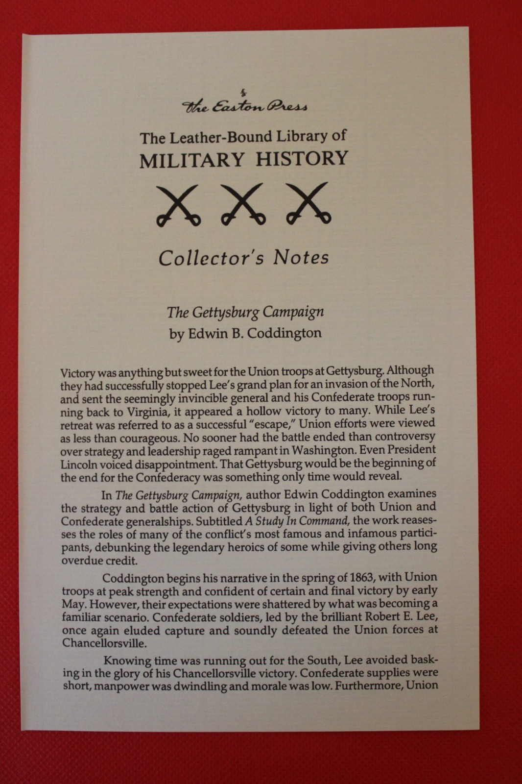 Easton Press Military History The Gettysburg Campaign / Coddington 2 Vol. FINE!