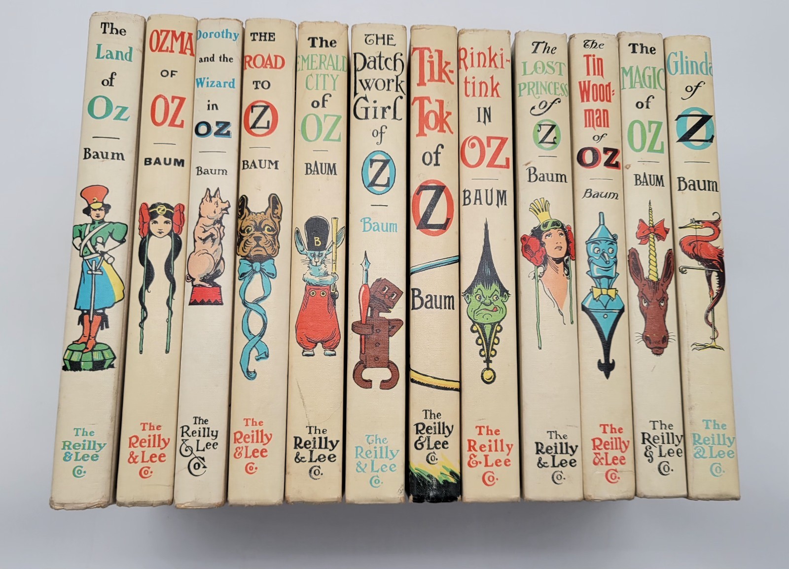 🔥 Wizard of OZ L. Frank Baum 12 Books Hardcover Reilly & Lee White Edition