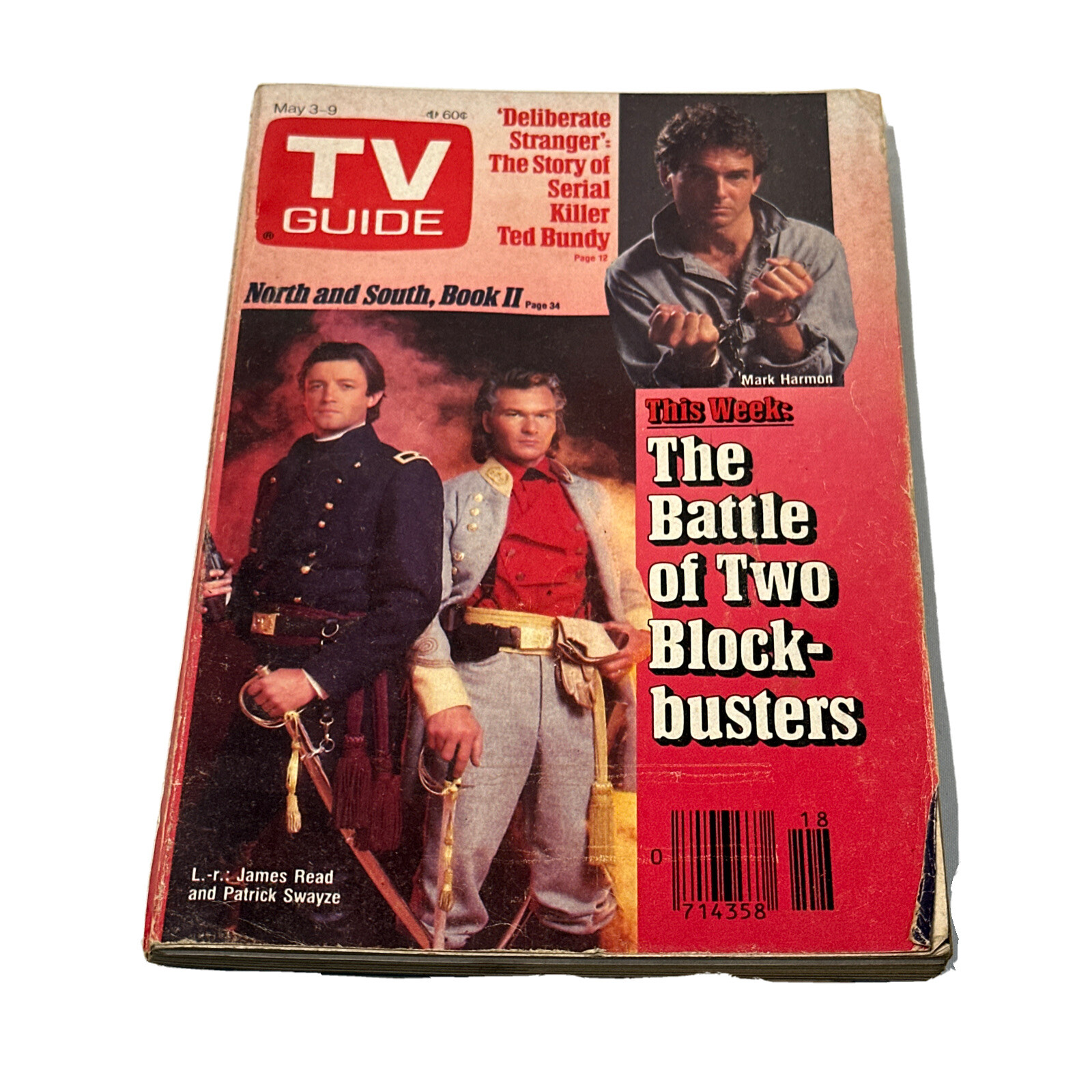 Vintage Tv Guide May 3, 1986 James Reed Patrick Swayze Mark Harmon North & South