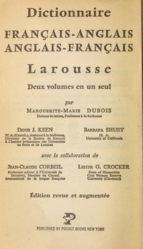 French eng Dict Mass Market Paperbound Society encyclopedique un
