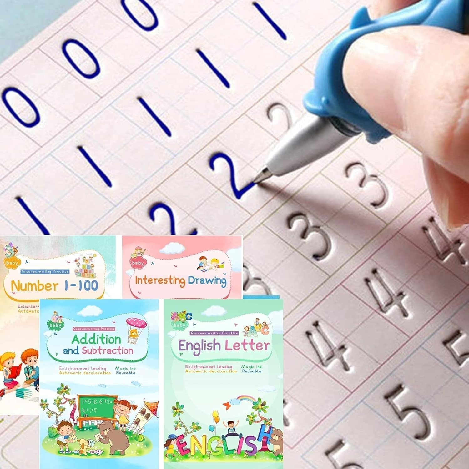 Children’s Reusable Writing Practice Copybooks – Featuring Magic Ink & Templates