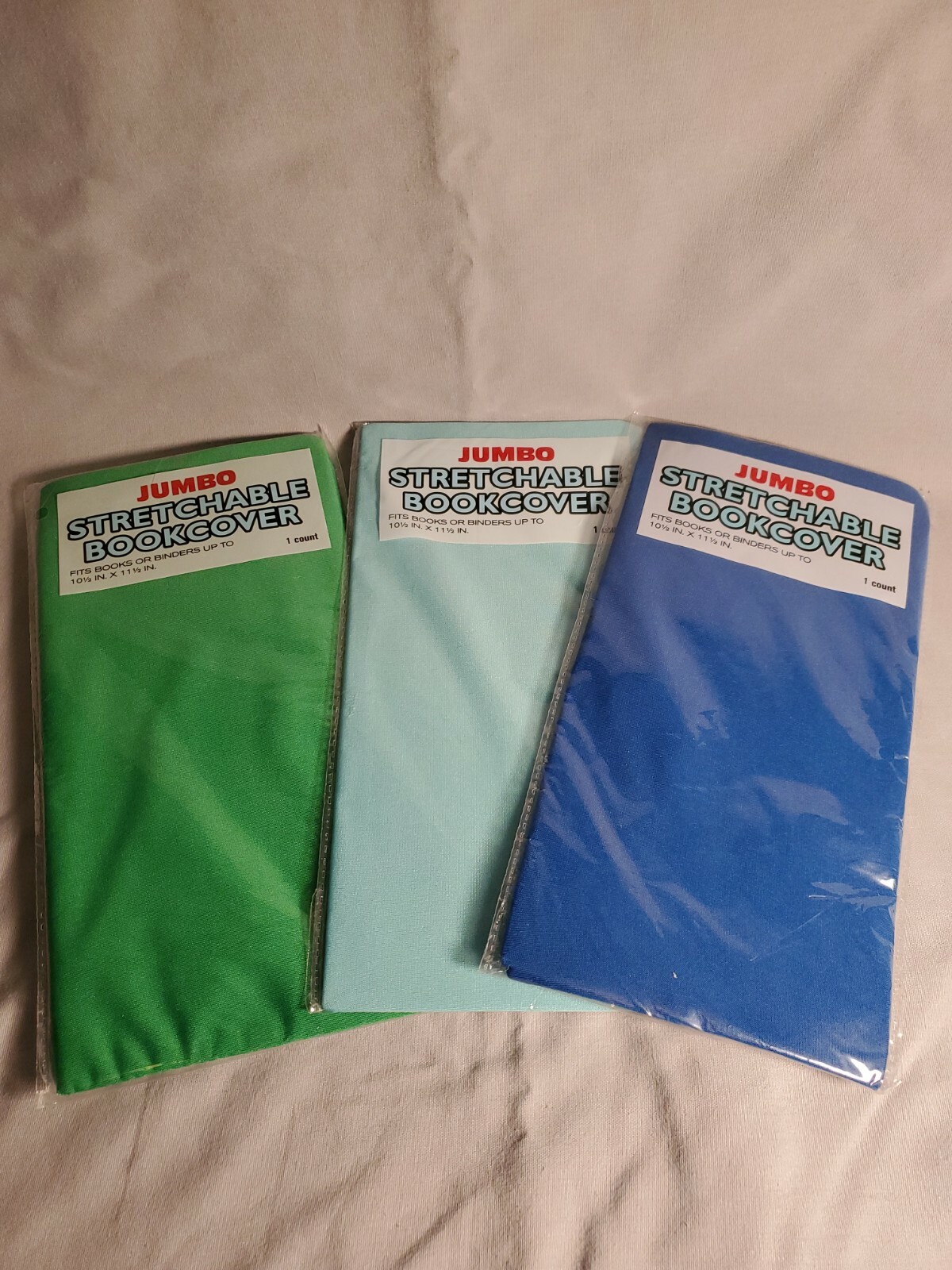 Lot of 3-Jumbo Stretchable Bookcover 10.5in x 11.5in Reusable and Washable