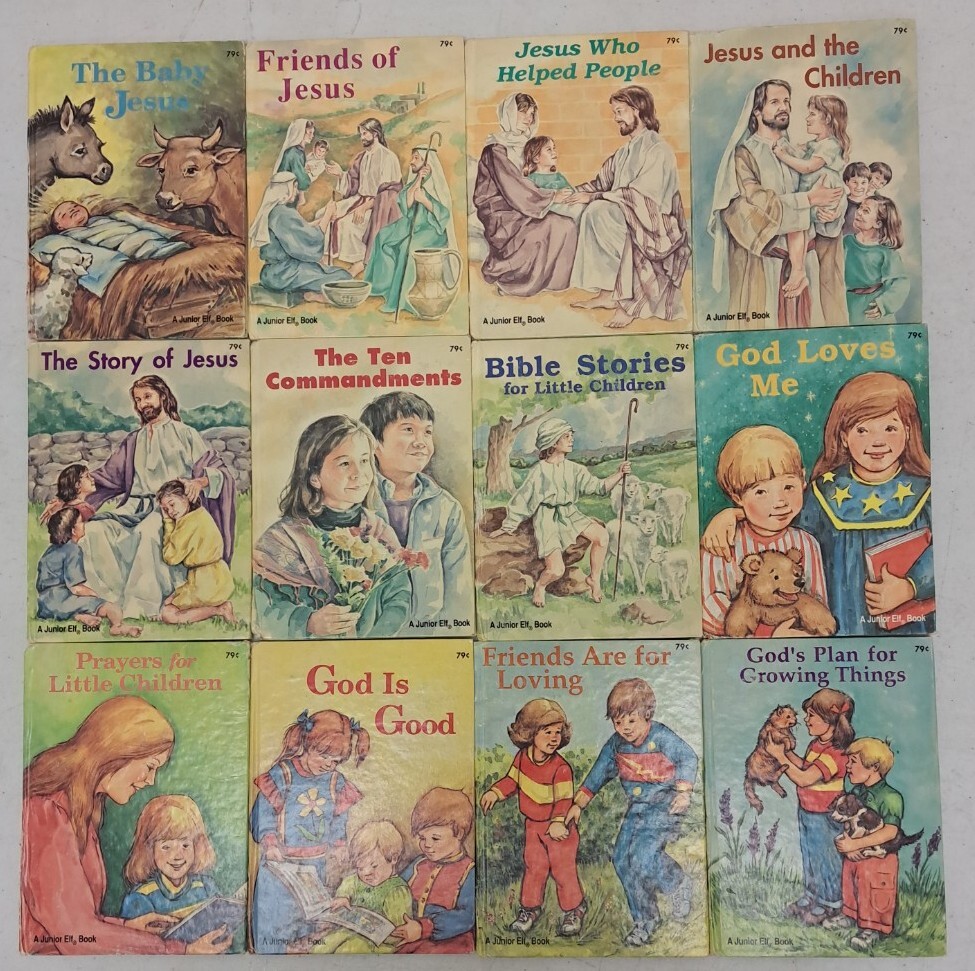 Complete Set VTG Checkerboard Press Religious Books Junior Elf Lot Of 12 #726