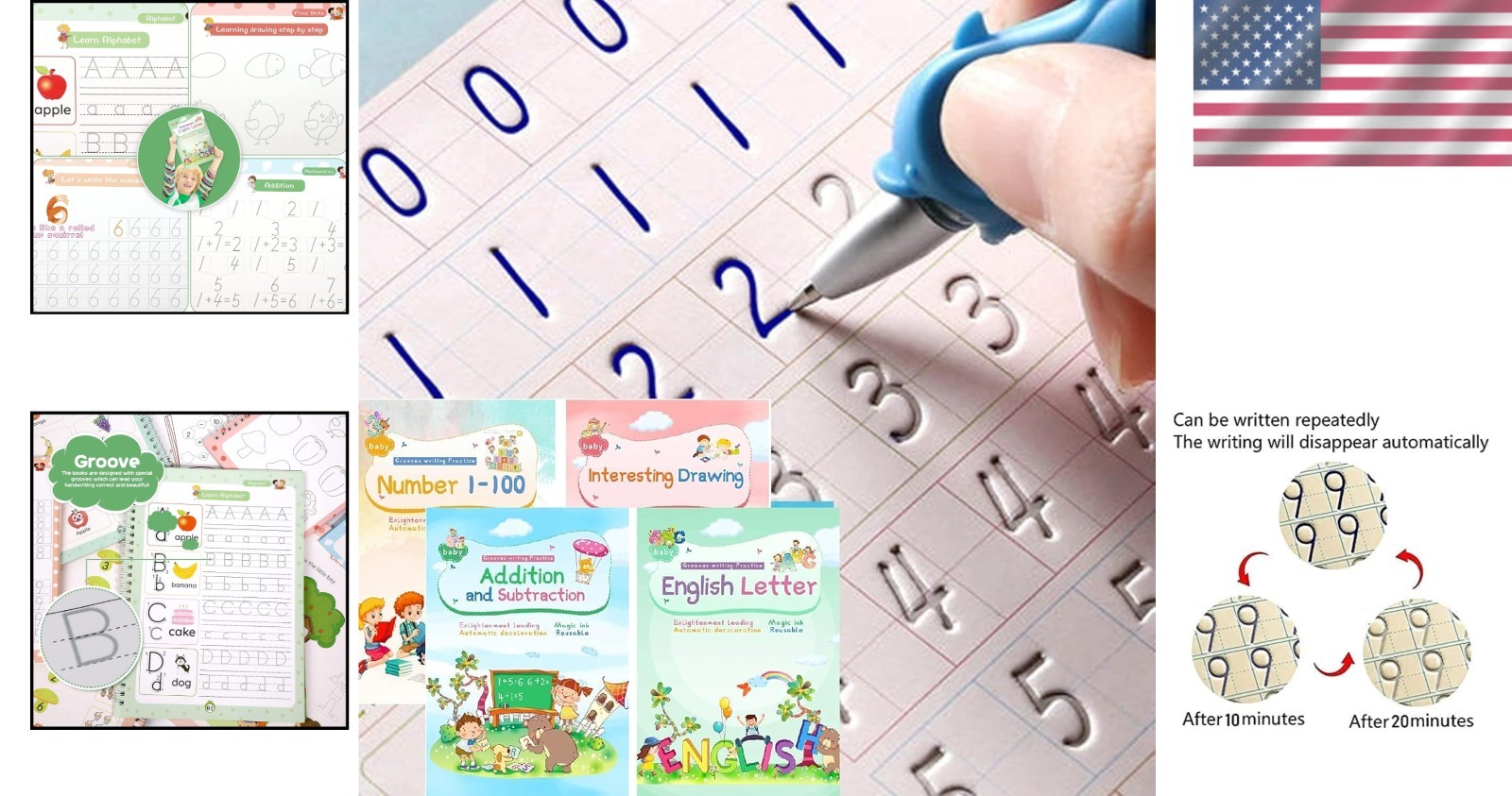 Children’s Reusable Writing Practice Copybooks – Featuring Magic Ink & Templates