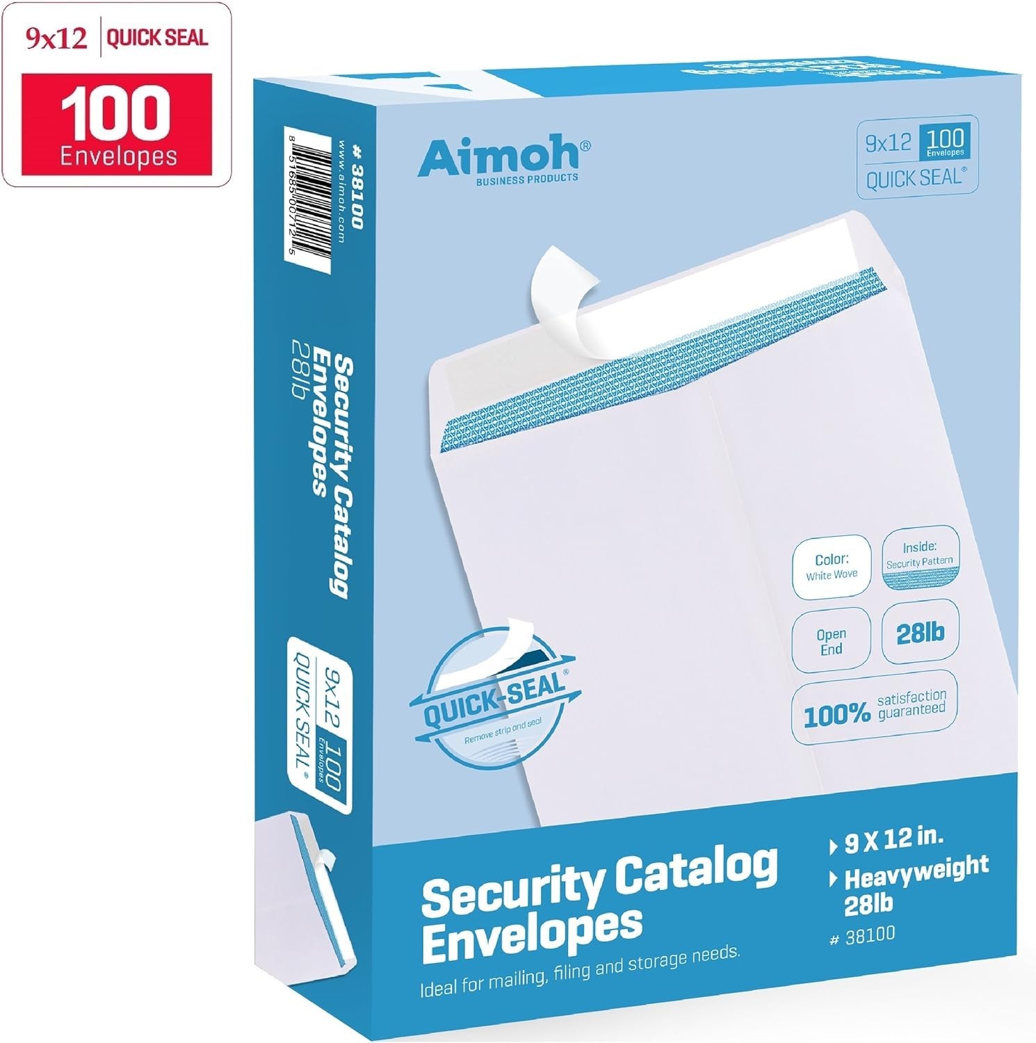 Bulk Pack of 100 9×12 Security Tinted Self-Seal Catalog Envelopes